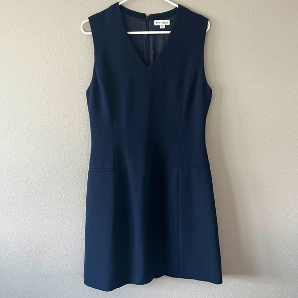 Ann Taylor Navy Fitted Sheath Dress Sz 10 - Picture 1 of 4
